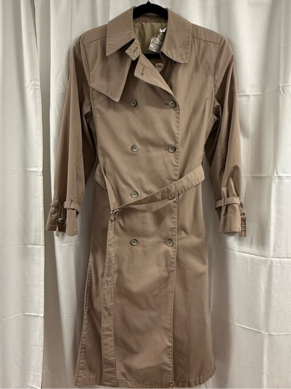 Vintage London Fog Belted Trench Coat Taupe Tan Double Breasted Women’s Size 10 - Picture 1 of 8